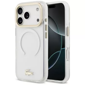   Lacoste IML Shockproof Gold Logo MagSafe iPhone 18 Pro / 17 Pro (LCHMP18LUFWAH) tok, átlátszó