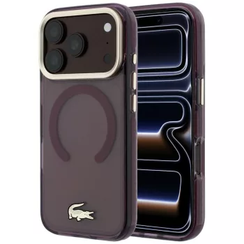   Lacoste IML Shockproof Gold Logo MagSafe iPhone 18 Pro Max / 17 Pro Max (LCHMP18XUFWADR) tok, bordó