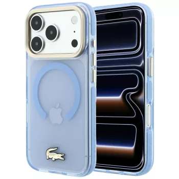   Lacoste IML Shockproof Gold Logo MagSafe iPhone 18 Pro / 17 Pro (LCHMP18LUFWALB) tok, kék