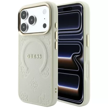   Guess Saffiano Peony & Ring MagSafe iPhone 18 Pro / 17 Pro (GUHMP18LPSAMSECE) tok, bézs