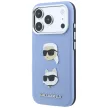 Karl Lagerfeld SaffianoKarl & Choupette Heads Pins & Logo ligh iPhone 18 Pro / 17 Pro (KLHCP18LPSWFDHPB) tok, kék