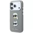 Karl Lagerfeld SaffianoKarl & Choupette Heads Pins & Logo iPhone 18 Pro / 17 Pro (KLHCP18LPSWFDHPG) tok, szürke