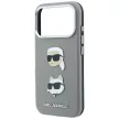 Karl Lagerfeld SaffianoKarl & Choupette Heads Pins & Logo iPhone 18 Pro / 17 Pro (KLHCP18LPSWFDHPG) tok, szürke