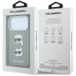 Karl Lagerfeld SaffianoKarl & Choupette Heads Pins & Logo iPhone 18 Pro / 17 Pro (KLHCP18LPSWFDHPG) tok, szürke