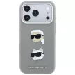 Karl Lagerfeld SaffianoKarl & Choupette Heads Pins & Logo iPhone 18 Pro Max / 17 Pro Max (KLHCP18XPSWFDHPG) tok, szürke