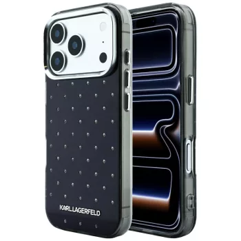  Karl Lagerfeld IML Rhinestones Allover Electroplated Logo iPhone 18 Pro / 17 Pro (KLHCP18L6HCRDKLK) tok, fekete