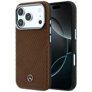   Mercedes Leather Semi Wrap Wood Effect MagSafe Camel iPhone 18 Pro Max / 17 Pro Max (MEHMP18X25PFWWPCA) tok, barna