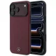 Mercedes Leather Semi Wrap Iconic Line MagSafe iPhone 18 Pro / 17 Pro (MEHMP18L25PFWSTR) tok, bordó