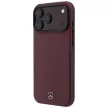 Mercedes Leather Semi Wrap Iconic Line MagSafe iPhone 18 Pro / 17 Pro (MEHMP18L25PFWSTR) tok, bordó