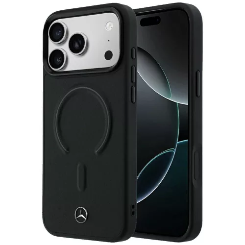 Mercedes Leather 3D MagSafe iPhone 18 Pro Max / 17 Pro Max (MEHMP18X25PEMMOK) tok, fekete