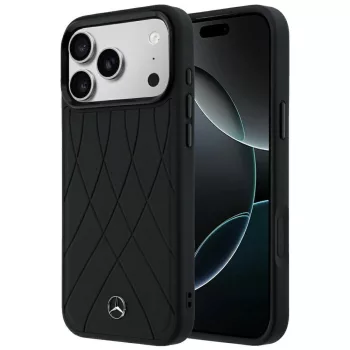   Mercedes Leather Crossed Lines MagSafe iPhone 18 Pro Max / 17 Pro Max (MEHMP18X25PSECLK) tok, fekete