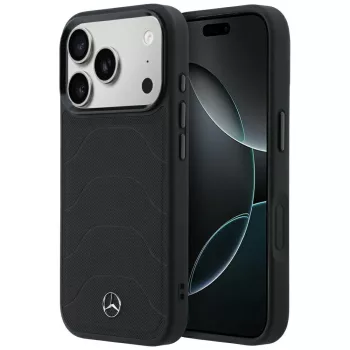   Mercedes Leather MeshBow Line MagSafe iPhone 18 Pro Max / 17 Pro Max (MEHMP18X25PMERCK) tok, fekete