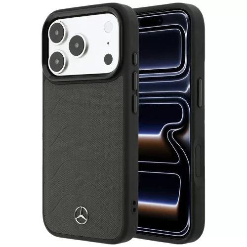 Mercedes Leather MeshBow Line MagSafe iPhone 18 Pro / 17 Pro (MEHMP18L25PMERCA) tok, antracit