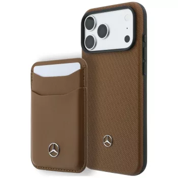   Mercedes Grill Pattern & Card Wallet Leather MagSafe Camel iPhone 18 Pro Max / 17 Pro Max (MEHMBWP18X25PWPCA) tok, barna