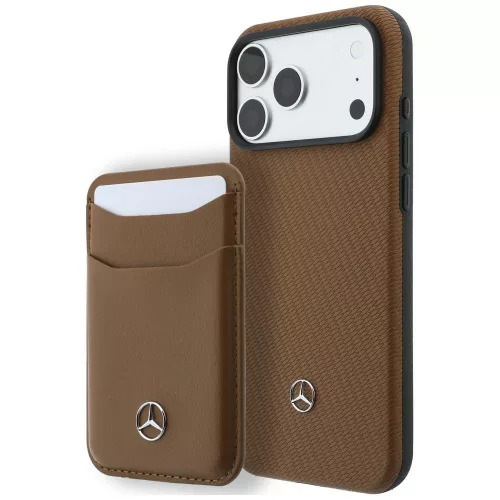 Mercedes Grill Pattern & Card Wallet Leather MagSafe Camel iPhone 18 Pro Max / 17 Pro Max (MEHMBWP18X25PWPCA) tok, barna