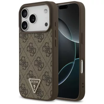   Guess Leather 4G Triangle Strass MagSafe iPhone 18 Pro / 17 Pro (GUHMP18LP4TDPW) tok, barna