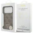 Guess Leather 4G Triangle Strass MagSafe iPhone 18 Pro / 17 Pro (GUHMP18LP4TDPW) tok, barna
