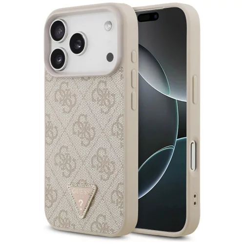 Guess Leather 4G Triangle Strass MagSafe iPhone 18 Pro / 17 Pro (GUHMP18LP4TDPP) tok, rózsaszín