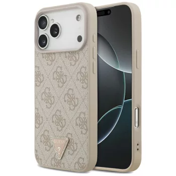   Guess Leather 4G Triangle Strass MagSafe iPhone 18 Pro Max / 17 Pro Max (GUHMP18XP4TDPP) tok, rózsaszín