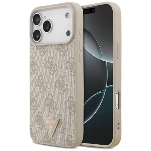 Guess Leather 4G Triangle Strass MagSafe iPhone 18 Pro Max / 17 Pro Max (GUHMP18XP4TDPP) tok, rózsaszín