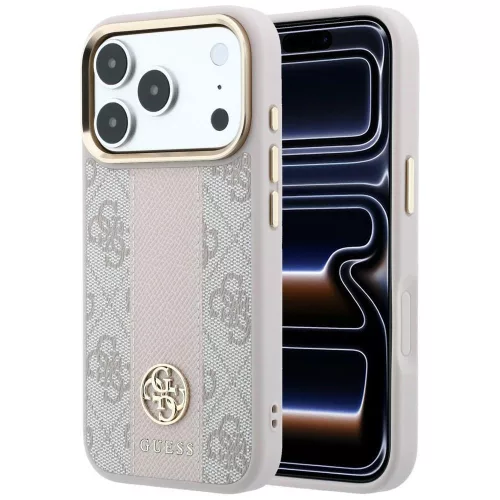 Guess 4GStripe Round Classic Logos MagSafe iPhone 18 Pro / 17 Pro (GUHMP18L6P4G4RCP) tok, rózsaszín