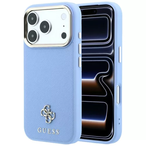 Guess Saffiano Small 4G & Classic Logo MagSafe iPhone 18 Pro / 17 Pro (GUHMP18L6PSA4DMB) tok, világoskék