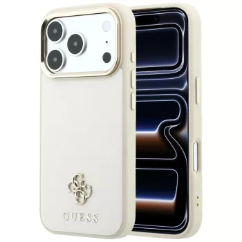   Guess Saffiano Small 4G & Classic Logo MagSafe iPhone 18 Pro / 17 Pro (GUHMP18L6PSA4DME) tok, bézs