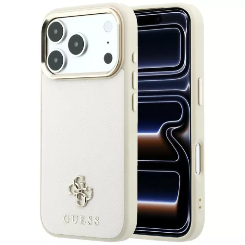 Guess Saffiano Small 4G & Classic Logo MagSafe iPhone 18 Pro / 17 Pro (GUHMP18L6PSA4DME) tok, bézs