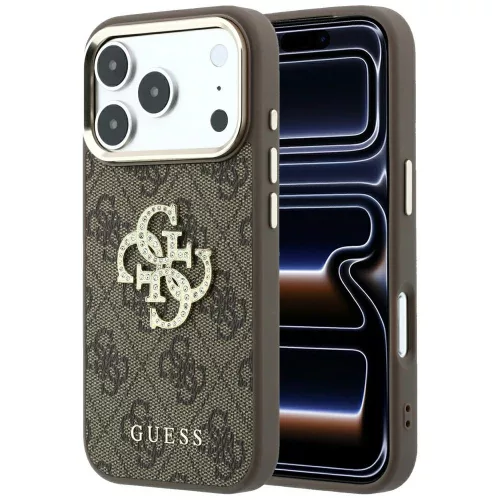 Guess 4G & Big Strass Logo iPhone 18 Pro Max / 17 Pro Max (GUHCP18X6P4DSMLW) tok, barna