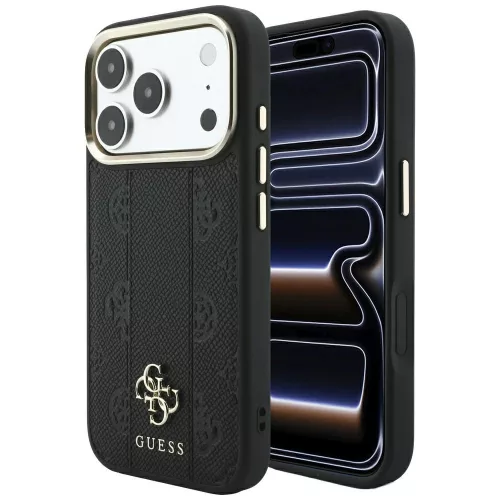 Guess Stripe Peony 4G Logo MagSafe iPhone 18 Pro Max / 17 Pro Max (GUHMP18X6PGSU4EK) tok, fekete