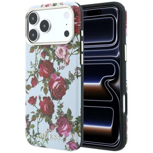 Guess Blossom Roses Print MagSafe iPhone 18 Pro / 17 Pro (GUHMP18L6PWGTBEB) tok, kék