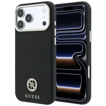   Guess Grained Round Strass Logo MagSafe iPhone 18 Pro / 17 Pro (GUHMP18L6PSRMDEK) tok, fekete