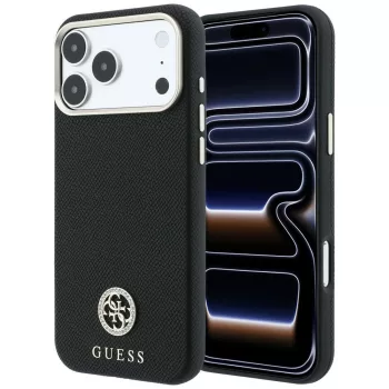   Guess Grained Round Strass Logo MagSafe iPhone 18 Pro Max / 17 Pro Max (GUHMP18X6PSRMDEK) tok, fekete