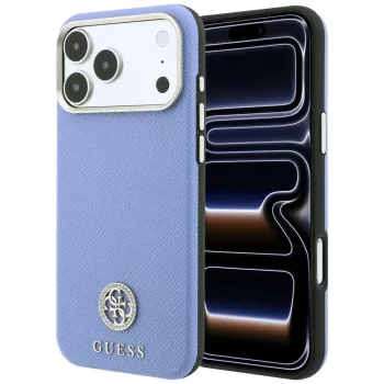   Guess Grained Round Strass Logo MagSafe iPhone 18 Pro / 17 Pro (GUHMP18L6PSRMDEB) tok, kék