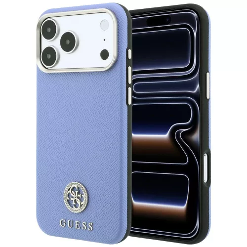 Guess Grained Round Strass Logo MagSafe iPhone 18 Pro Max / 17 Pro Max (GUHMP18X6PSRMDEB) tok, kék