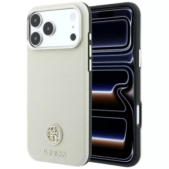   Guess Grained Round Strass Logo MagSafe iPhone 18 Pro / 17 Pro (GUHMP18L6PSRMDEE) tok, bézs