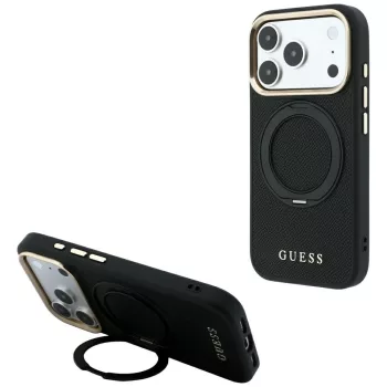   Guess Ring St 360 Grained Classic Logo MagSafe iPhone 18 Pro Max / 17 Pro Max (GUHMP18X6PSGRSCLK) tok, fekete