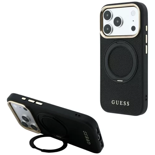 Guess Ring St 360 Grained Classic Logo MagSafe iPhone 18 Pro Max / 17 Pro Max (GUHMP18X6PSGRSCLK) tok, fekete