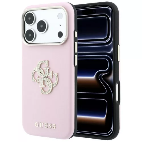 Guess Smooth & Big Strass Logo iPhone 18 Pro / 17 Pro (GUHCP18L6PWGSPDP) tok, rózsaszín