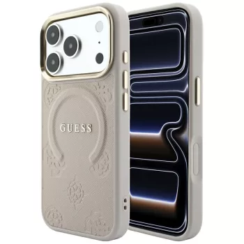   Guess Saffiano Peony & Ring MagSafe iPhone 18 Pro Max / 17 Pro Max (GUHMP18XPSAMSECP) tok, rózsaszín