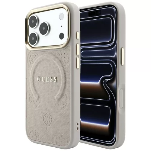 Guess Saffiano Peony & Ring MagSafe iPhone 18 Pro Max / 17 Pro Max (GUHMP18XPSAMSECP) tok, rózsaszín