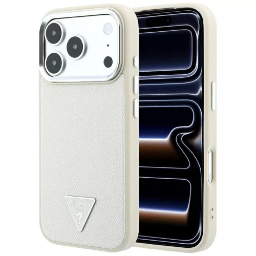 Guess Grained Triangle Logo MagSafe iPhone 18 Pro / 17 Pro (GUHMP18LPGSMTLSE) tok, bézs