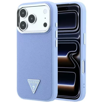   Guess Grained Triangle Logo MagSafe iPhone 18 Pro / 17 Pro (GUHMP18LPGSMTLSB) tok, kék