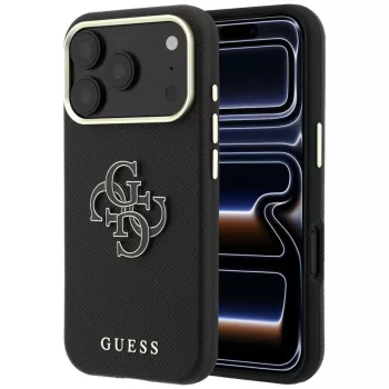   Guess Grained & Big Resin Logo iPhone 18 Pro / 17 Pro (GUHCP18L6PSS4RGK) tok, fekete