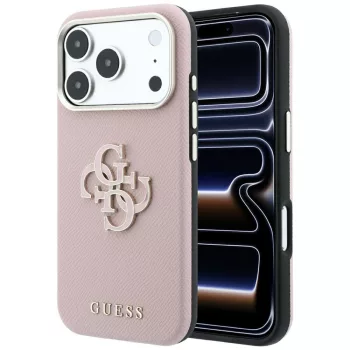   Guess Grained & Big Resin Logo iPhone 18 Pro Max / 17 Pro Max (GUHCP18X6PSS4RGP) tok, rózsaszín