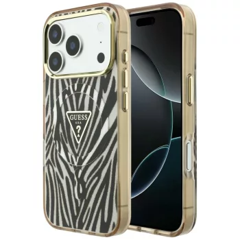   Guess IML Zebra Glitter Triangle Logo MagSafe iPhone 18 Pro Max / 17 Pro Max (GUHMP18X6HZPGTLD) tok, arany