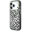 Guess IML Leopard Glitter Triangle Logo MagSafe iPhone 18 Pro / 17 Pro (GUHMP18LHLEGTGLK) tok, fekete
