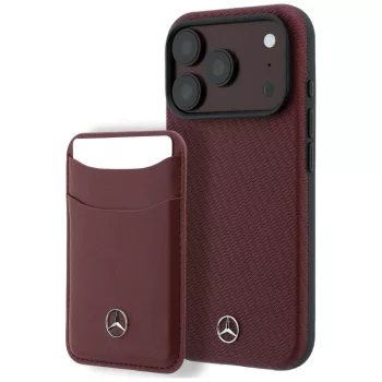   Mercedes Grill Pattern Card Wallet Leather MagSafe iPhone 18 Pro Max / 17 Pro Max (MEHMBWP18X25PWPR) tok, bordó