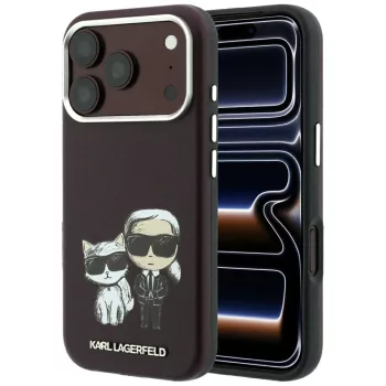   Karl Lagerfeld Smooth Karl & Choupette Bodies Sketch MagSafe iPhone 18 Pro Max / 17 Pro Max (KLHMP18X6PWKCIDR) tok, bordó