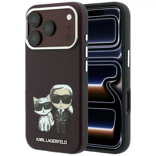 Karl Lagerfeld Smooth Karl & Choupette Bodies Sketch MagSafe iPhone 18 Pro Max / 17 Pro Max (KLHMP18X6PWKCIDR) tok, bordó